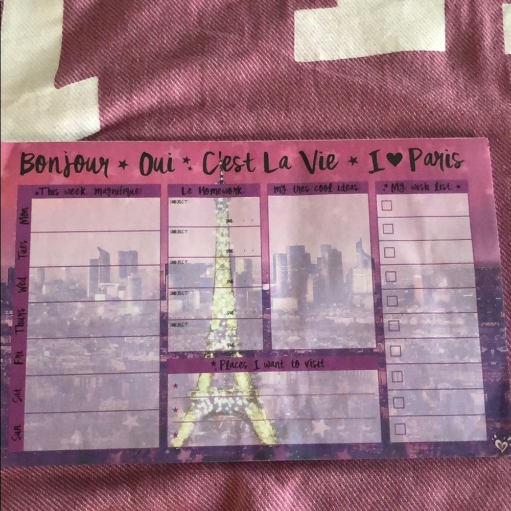 weekly planner for school . NEVER USED